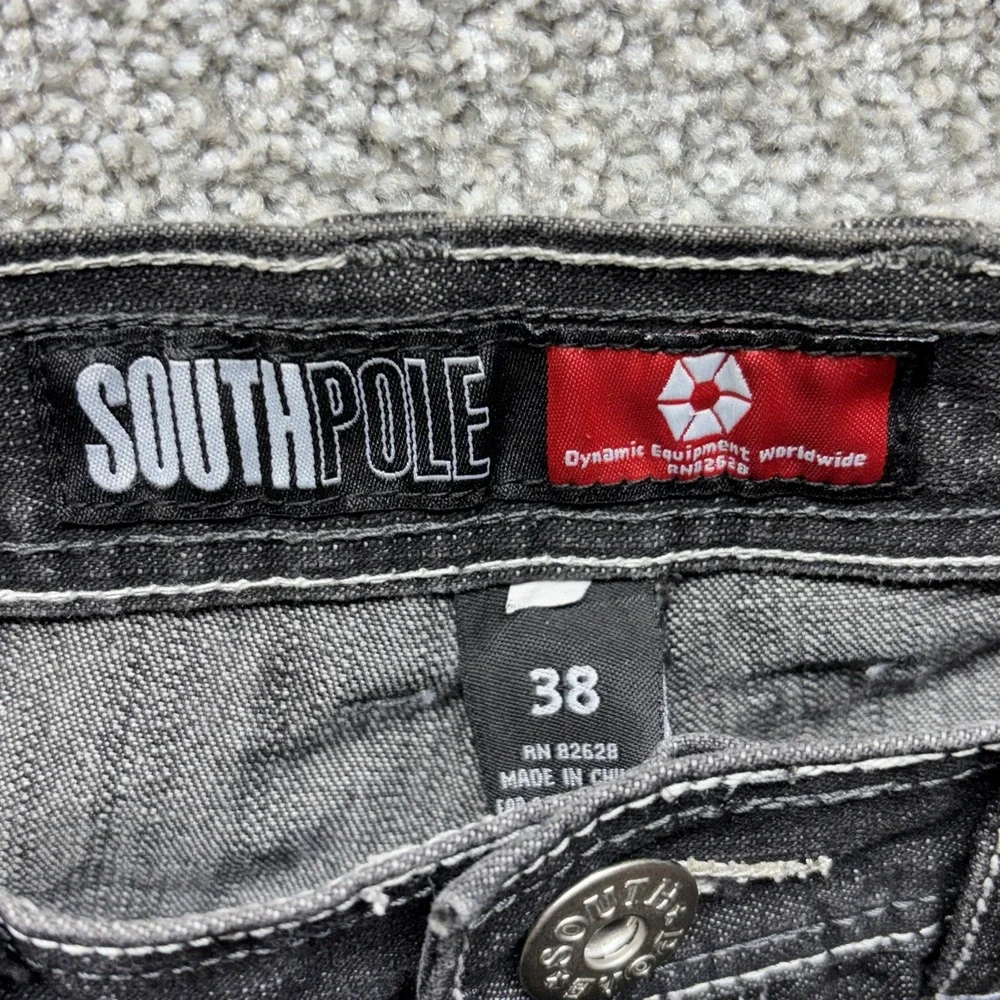 Vintage Southpole Jeans Mens 38x32 Black Denim Y2K Baggy Wide Leg Streetwear EUC